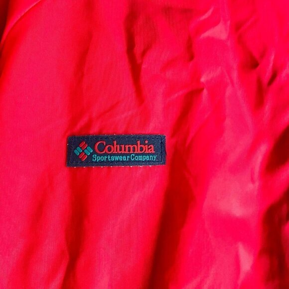 Vintage Columbia Reversible Red Teal men's Classic Nylon Bomber Jacket L - Picture 9 of 11